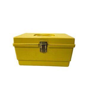 Yellow Plastic Sewing Organizer Box With Handle & Lock